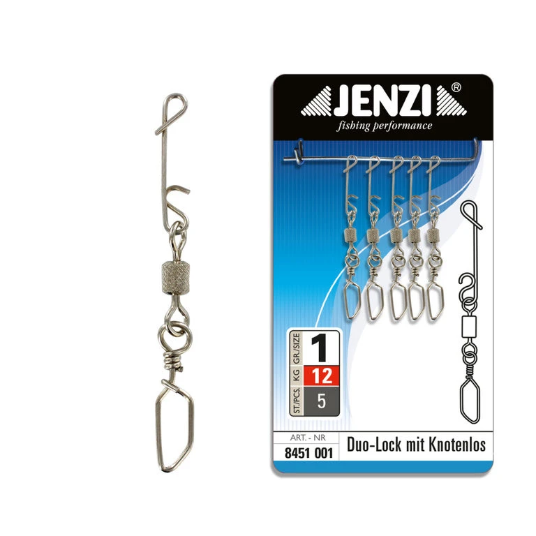 Jenzi NO KNOT-Verbinder Mit Duo-Lock Karabiner-Wirbel 1 Jenzi NO KNOT-Verbinder Mit Duo-Lock Karabiner-Wirbel